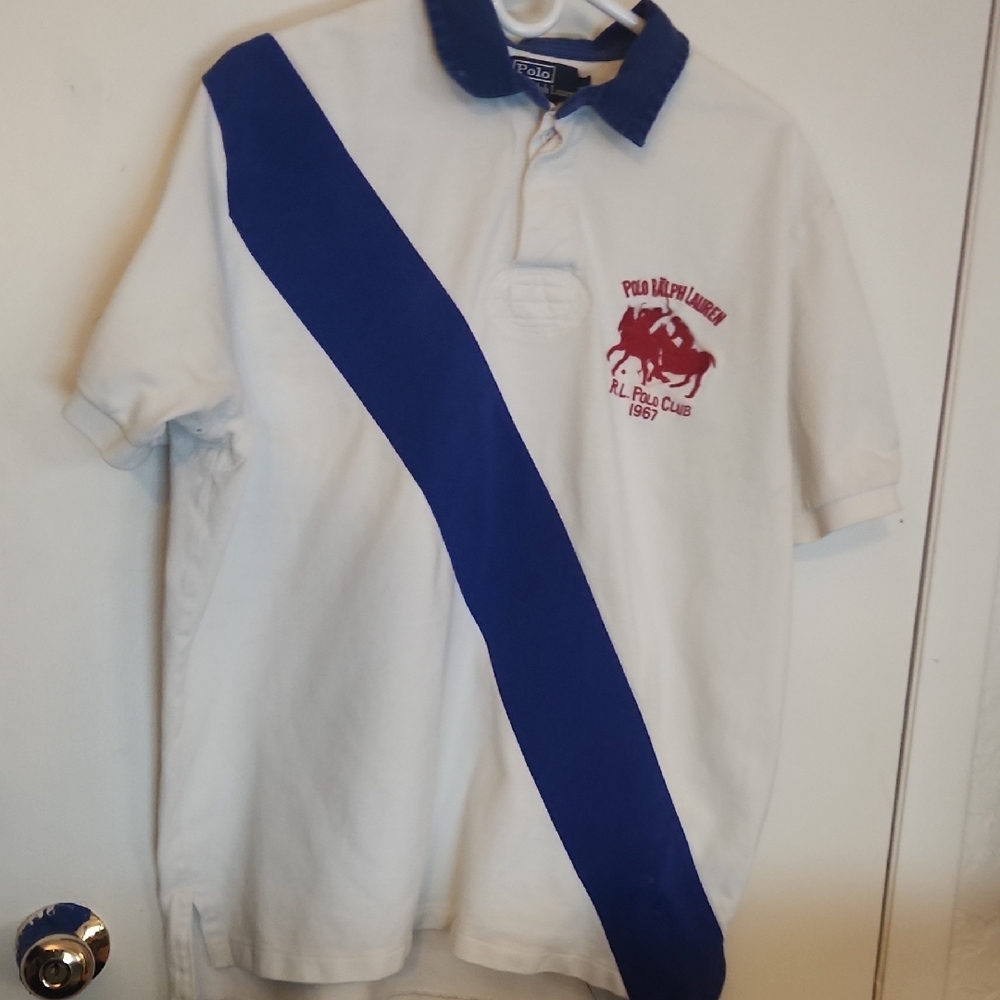 Polo Ralph Lauren White and Blue Polo Shirt